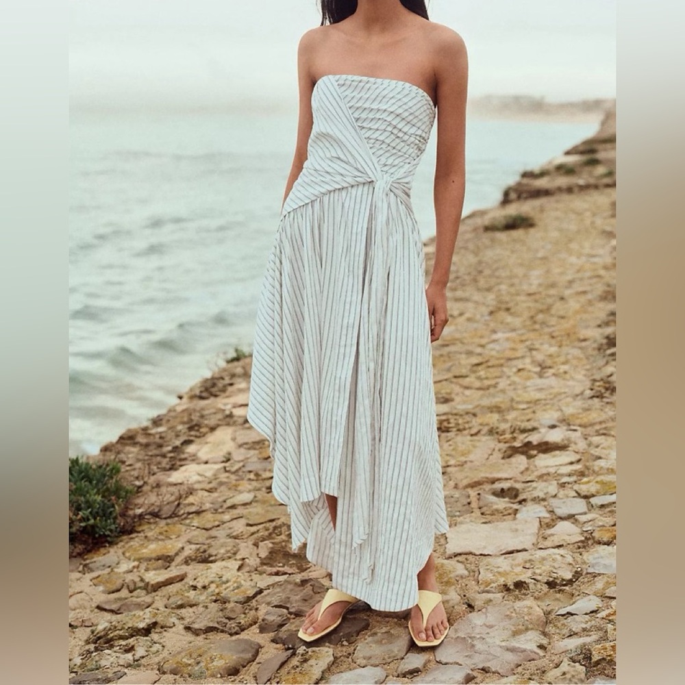 Anthropologie | Strapless Hanky-Hem Midi